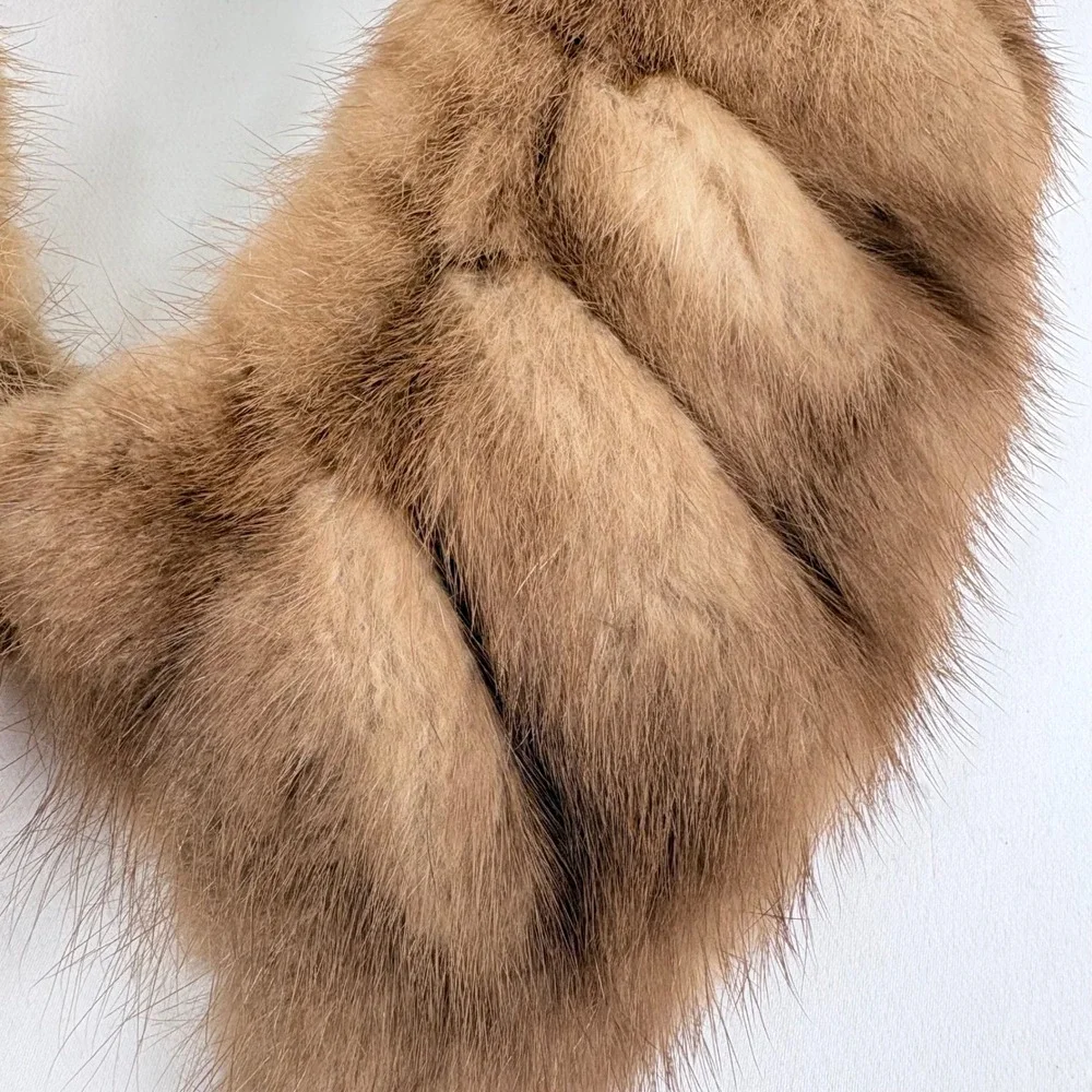 Vintage Blonde Mink Fur Collar Genuine Fur Detachable Wrap Accessory Mob Wife